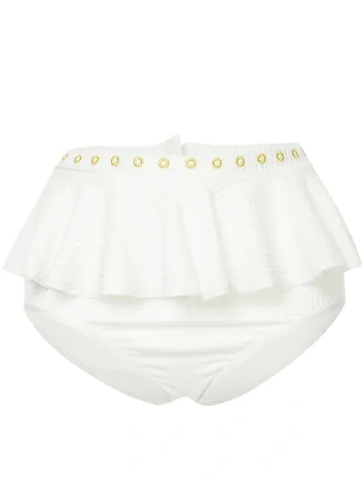 Duskii Venice Ruffled Bikini Bottom In White