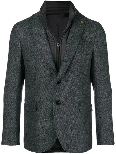 Paoloni Padded Lining Layered Blazer In Blue