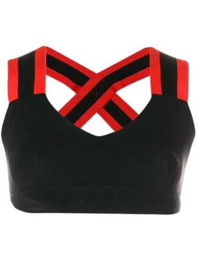 No Ka'oi Cross Strap Crop Top In Black