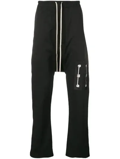 Rick Owens Drkshdw Drop Crotch Track Pants In Black