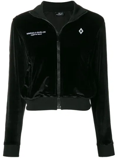 Marcelo Burlon County Of Milan Cropped Zip Hoodie In Black