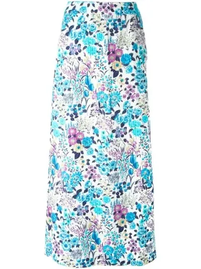 Pre-owned Celine  Floral Print Skirt In Blue