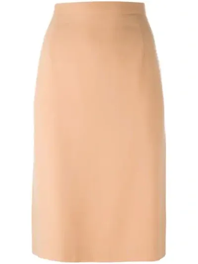 Pre-owned Emanuel Ungaro Vintage Straight Midi Skirt In Pink