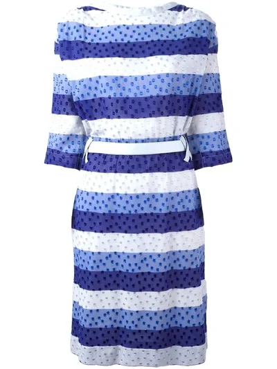 Pre-owned Courrèges Tonal Stripe Dress In Blue