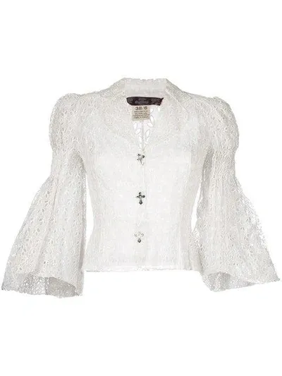 Pre-owned John Galliano English Embroidery Blouse In White