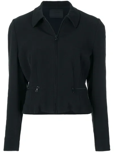 Pre-owned Prada 1990s Zipped Fitted Jacket In Black