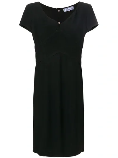 Pre-owned Mugler 1980s Short-sleeved Fitted Dress In Black