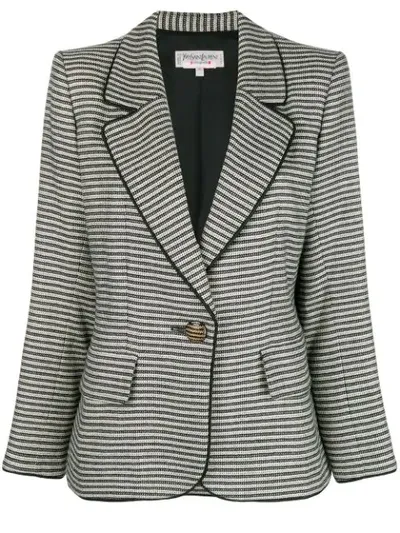 Pre-owned Saint Laurent 1990's Striped Slim Jacket In Black