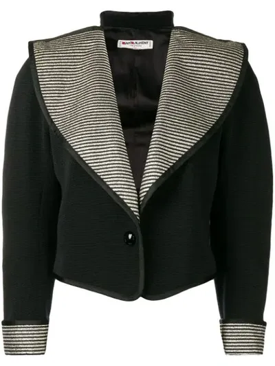 Pre-owned Saint Laurent 1970's Wide Lapels Jacket In Black