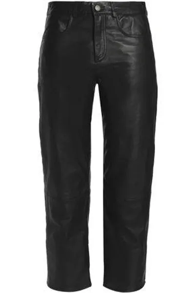 Muubaa Cropped Leather Straight-leg Pants In Black