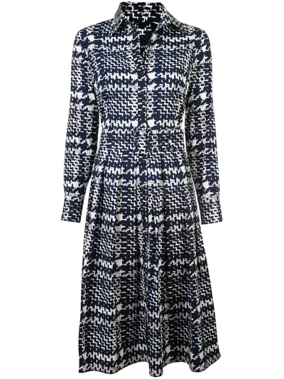 Samantha Sung Plaid Long-sleeve Midi Dress In Black