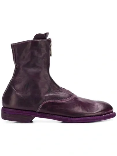 Guidi Zipped Front Ankle Boots In Purple