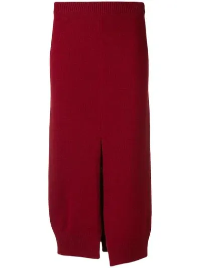 Mrz Front Split Skirt In Red