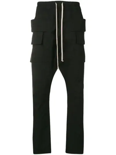 Rick Owens Drkshdw Drop Crotch Drawstring Trousers In Black