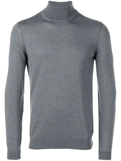 Hugo Boss Turtleneck Knit Sweater In Grey