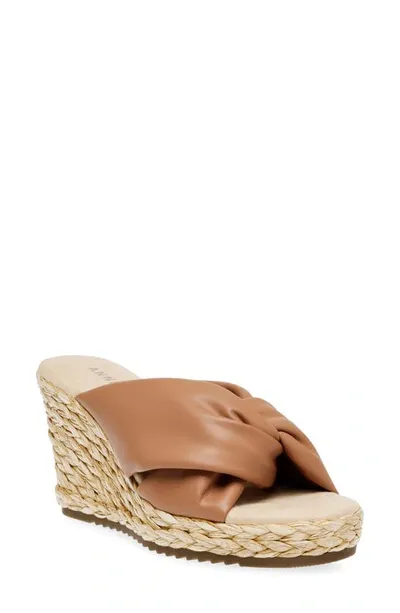 Anne Klein Winnie Espadrille Wedge In Tan Smooth