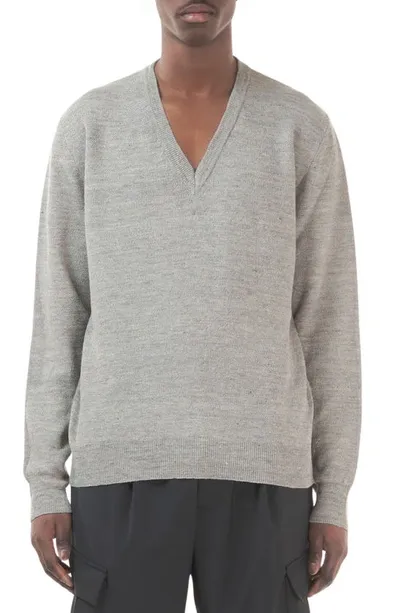 Barena Venezia Vignal Linen & Cotton V-neck Sweater In Cenere