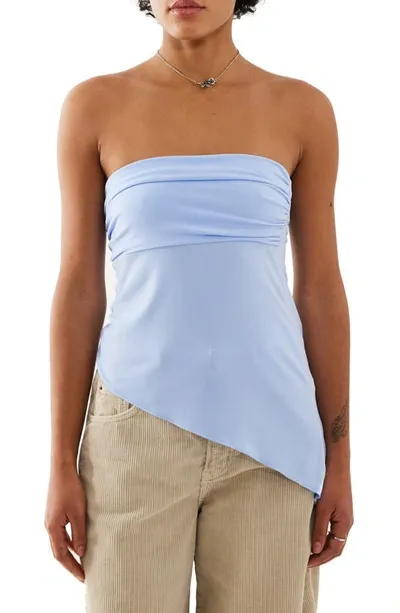 Bdg Urban Outfitters Asymmetric Strapless Mesh Top In Light Blue