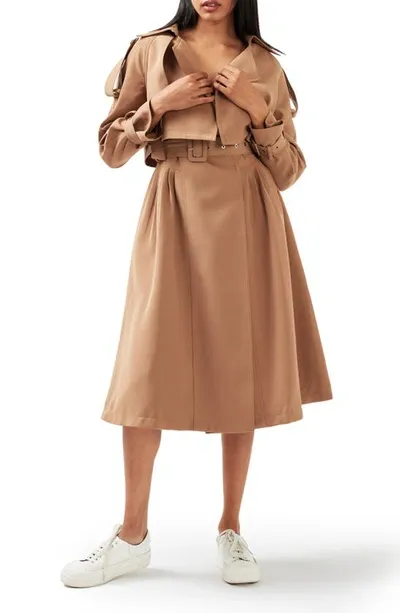 Belle & Bloom Manhattan Crop Trench Coat In Brown