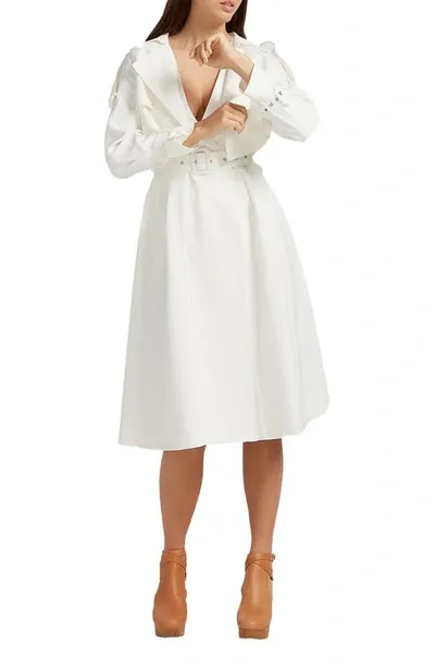 Belle & Bloom Manhattan Crop Trench Coat In Off-white