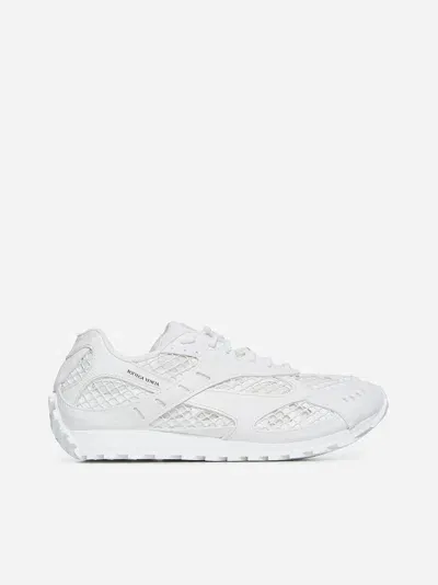 Bottega Veneta Orbit Mesh And Faux Leather Sneakers In White