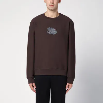 Burberry Brown Crewneck Sweatshirt With Logo In Black