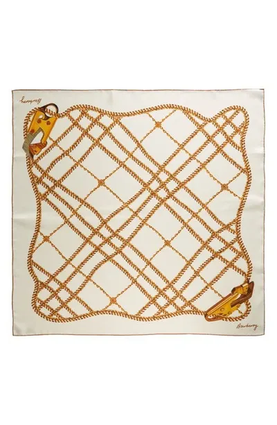 Burberry Spear Chain Print Square Silk Scarf In Neutrals