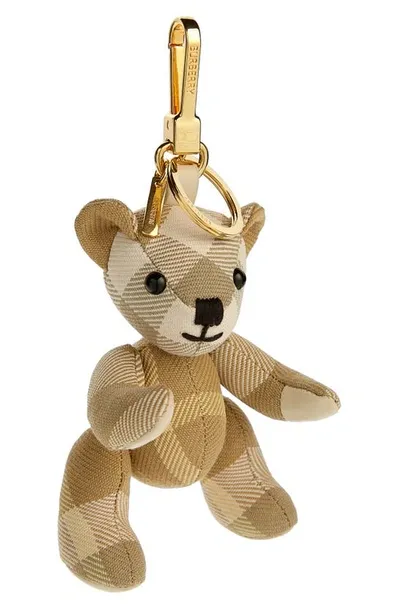 Burberry Thomas Check Bag Charm In Flax