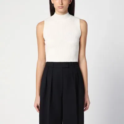 Calvin Klein Ribbed Wool Waistcoat In White