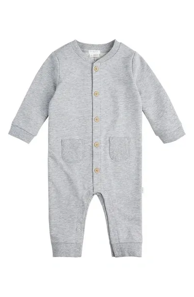 Firsts By Petit Lem Babies' Heathered Stretch Organic Cotton Romper In Medium Heather Grey