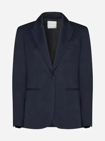 Forte Forte Viscose And Wool Single-breasted Blazer In Midnight Blue