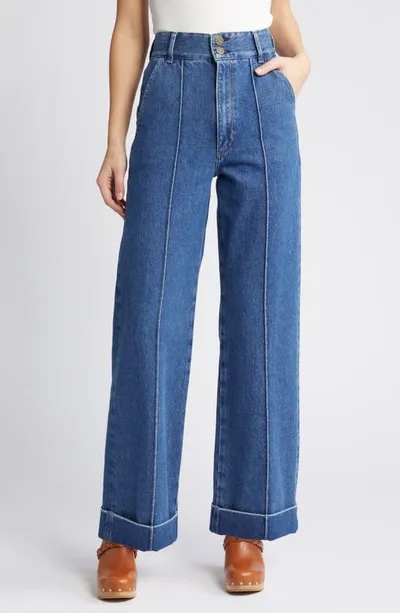 Frame 70s Cuffed Crop Straight Jeans In Multi