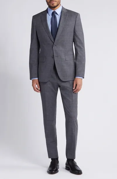 Hugo Boss Huge Plaid Stretch Wool Suit In Silver