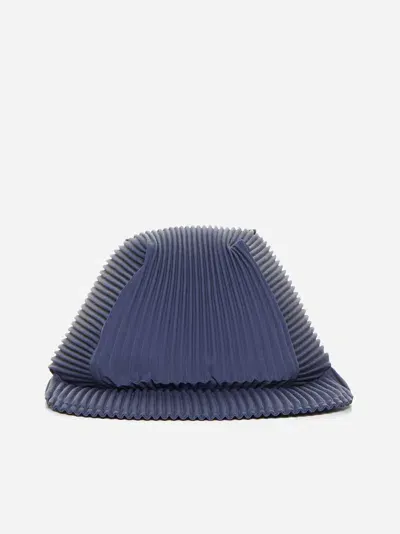 Issey Miyake Pleated Fabric Cap In Blue Charcoal