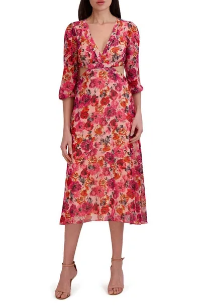 Julia Jordan Floral Cutout Midi Dress In Pink