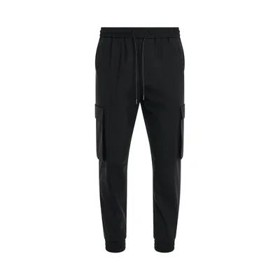 Juunj Wool Blended Cargo Jogger Pants In Black