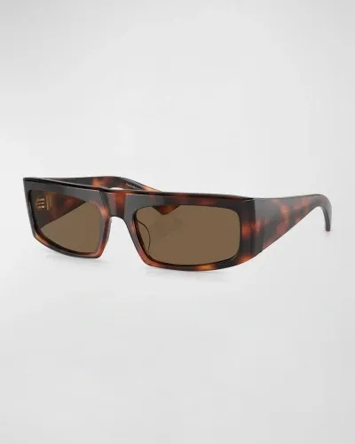 Khaite X Oliver Peoples Bold Acetate Rectangle Sunglasses In Brown