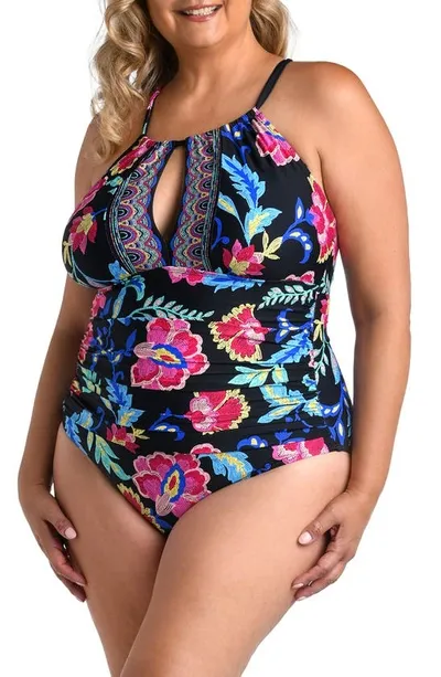 La Blanca Midnight Keyhole One-piece Swimsuit In Black