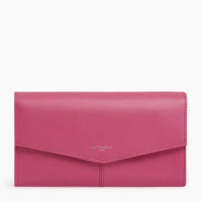 Le Tanneur Charlotte Smooth Leather Zipped Travel Companion In Pink