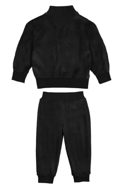 Maniere Babies' Manière Kids' Velour Sweater & Joggers Set In Black