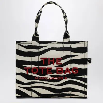 Marc Jacobs Large Tote Bag In Canvas With Zebra Print In Black