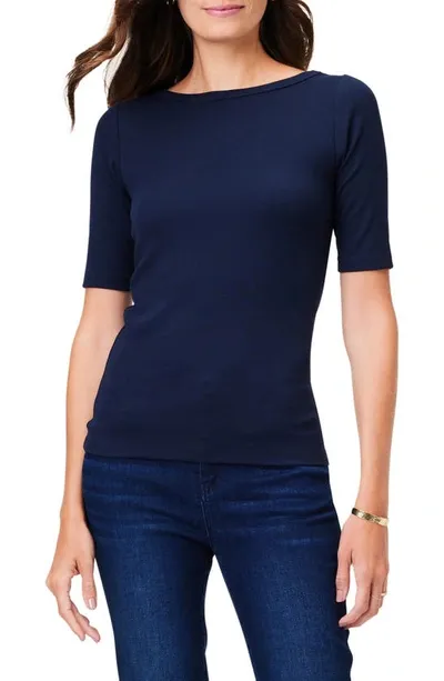 Nic + Zoe Perfect Boat Neck Rib Top In Dark Indigo