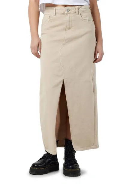 Noisy May Kelly Midi Denim Skirt In Safari