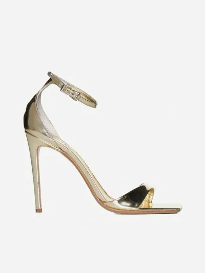 Paris Texas Laminated Leather Sandals In Gold