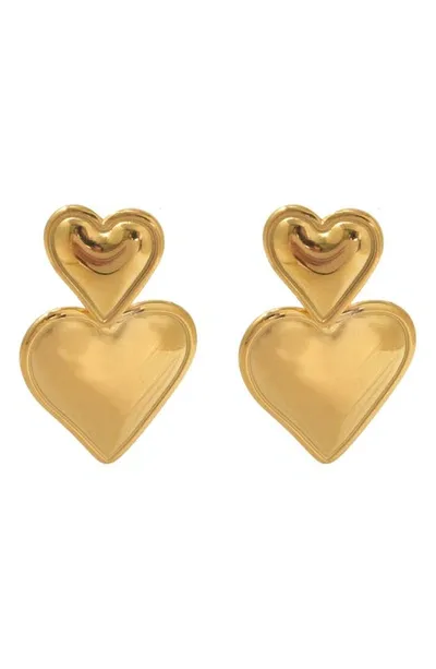 Petit Moments Francesca Double Heart Drop Earrings In Gold