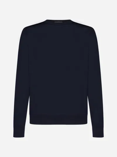 Piacenza 1733 Wool Crewneck Sweater In Blue Navy