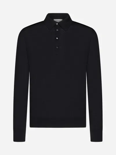 Piacenza 1733 Wool Polo Shirt In Black