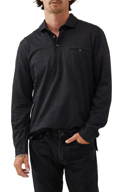 Rodd & Gunn Clinton Long Sleeve Pocket Polo In Onyx