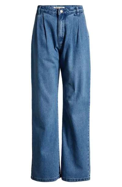 Rolla's Chloe Pleated Wide Leg Jeans In Blue