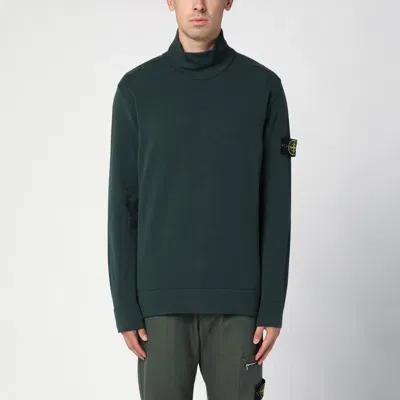 Stone Island Moss Green Wool-blend Turtleneck Sweater